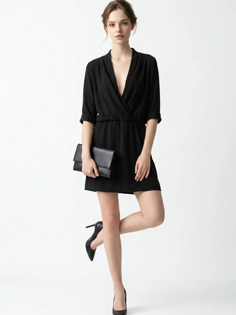AMANDA UPRICHARD | REVOLVE Black Wrap V-Neck Mini Dress Women’s Size XS